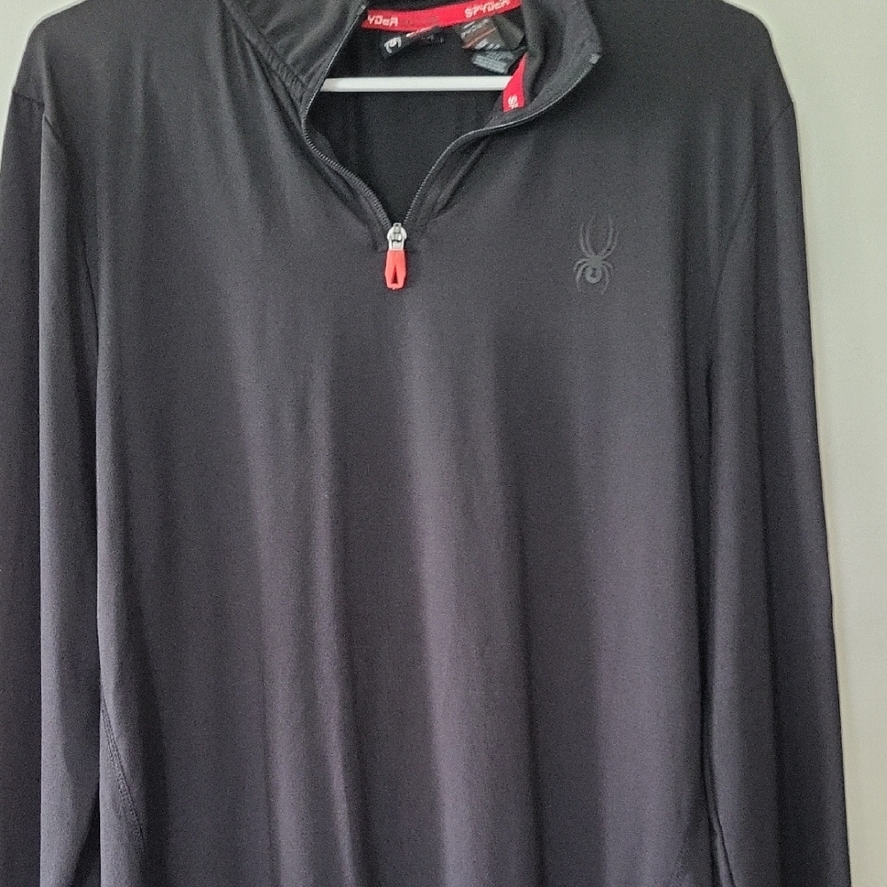 Spyder Black and Red Quarter-Zip Pullover